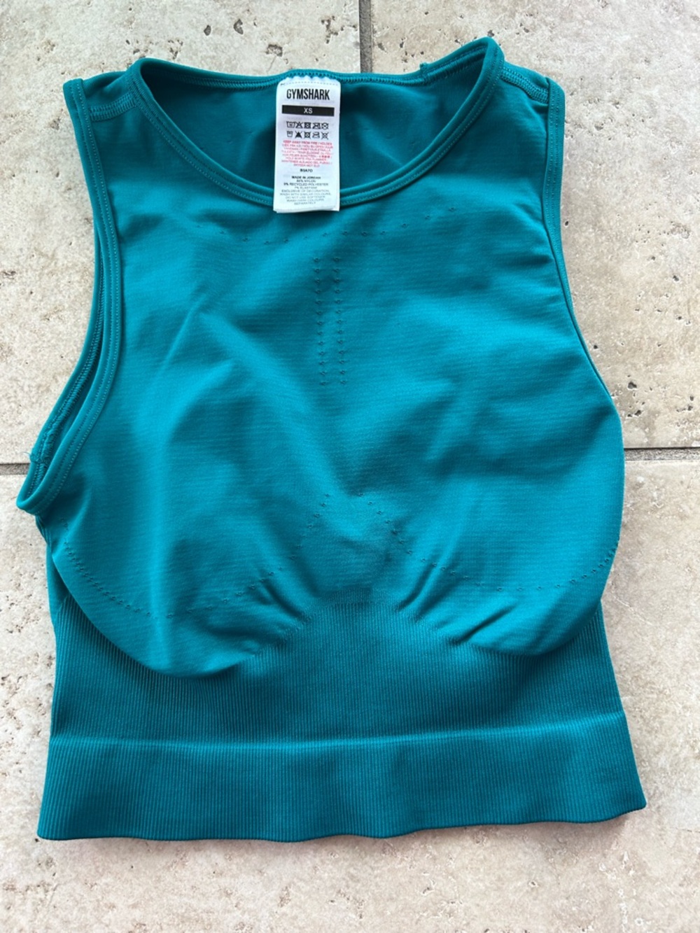 Gymshark Teal High-Neck Seamless Crop Top